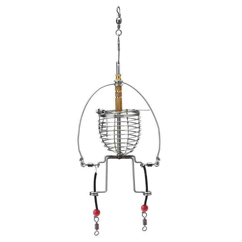 Fishing Feeder Automatic Tackle Multi Functional Launcher Trap Spring Cage Hook