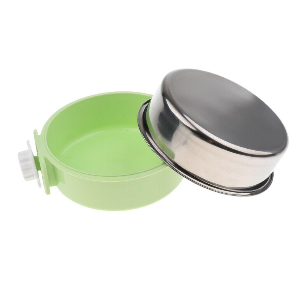 Hanging Pet Dog Feeder Cat Water Bowl Feeding Bowl Dish Container Green