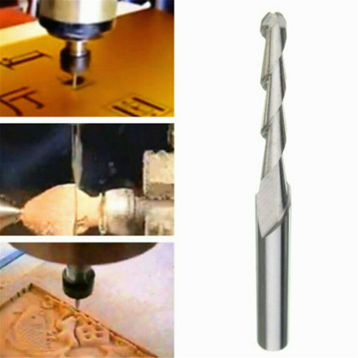 2PCS Solid Carbide 2mm Dia Spiral 2 Flutes Ball Nose End Mill CNC Engraving Bit