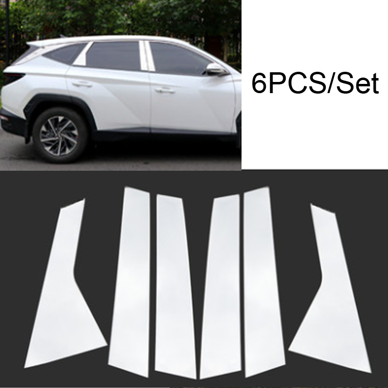 6Pc Chrome Pillar Post Trim Stainless Steel fit 2021 2022 Hyundai Tucson
