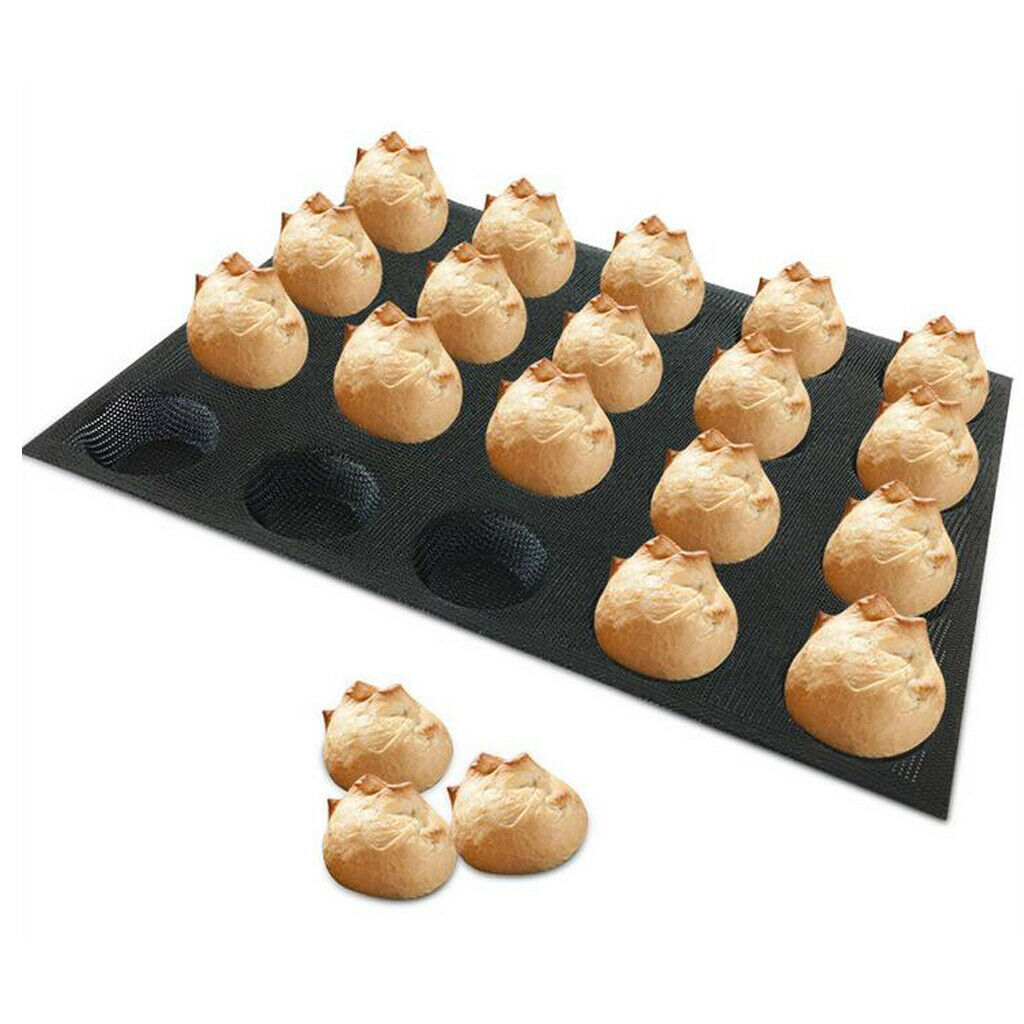 Silicone Hamburger Forms Peforated Bakery Bun Bread Mould Baking Tray 20 Cup