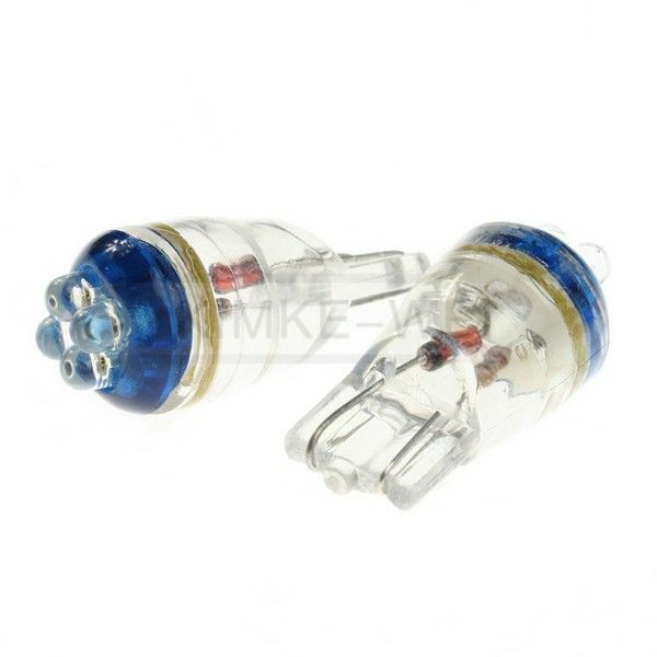 2 X 4 LED 12V T10 Blue Wedge Interior Dashboard Bulbs