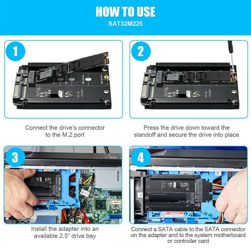 2Pcs Metal Case B+M Key M.2 NGFF SSD to 2.5 SATA 6Gb/S Adapter Card with EncloX5