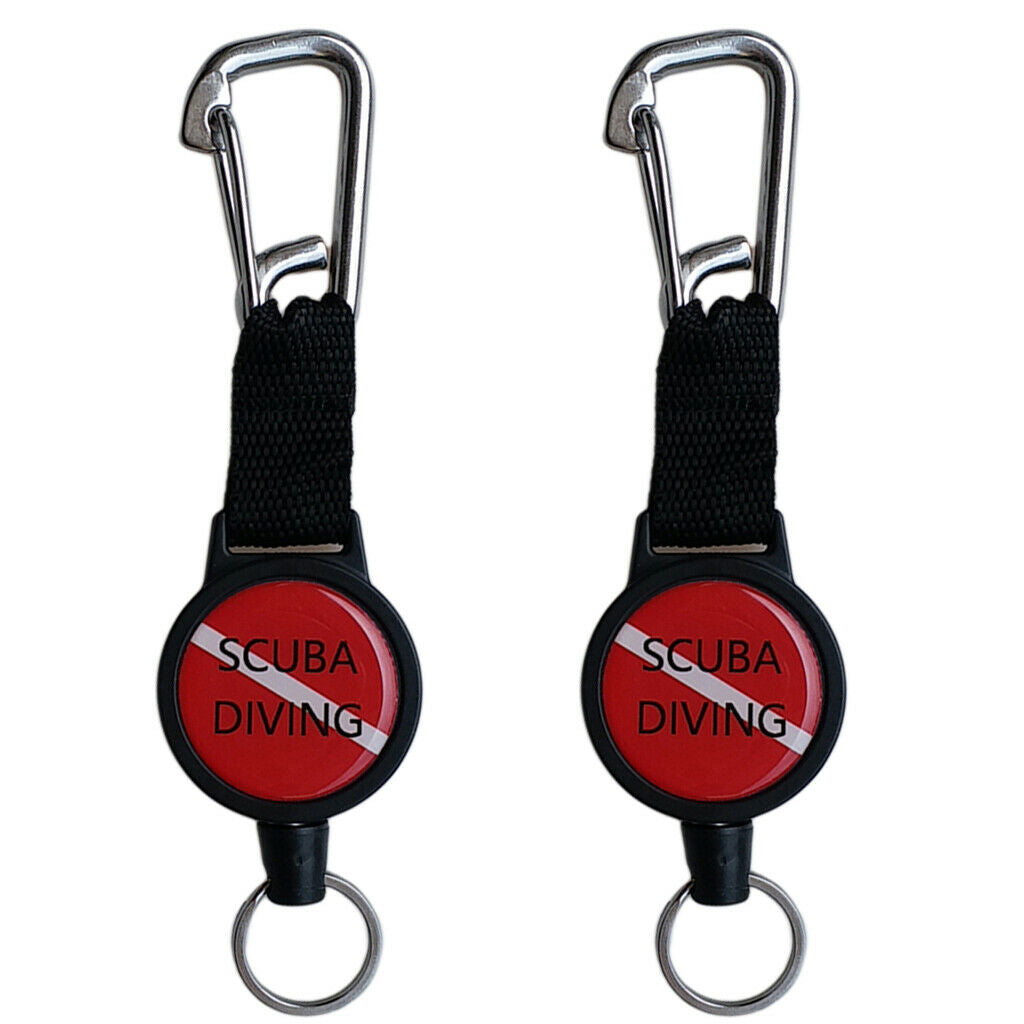 Lot 2 Scuba Dive Gear Holder Retractor Retractable Lanyard Rotatable Hook Clip