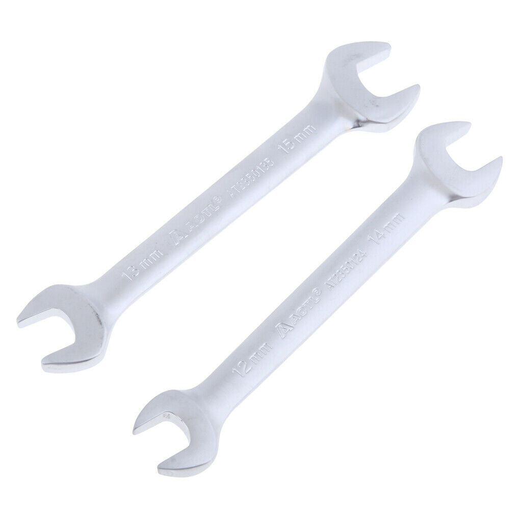 2 Pieces Double Head Open End Wrench Metric 12mm x 14mm and 13mm x 15mm