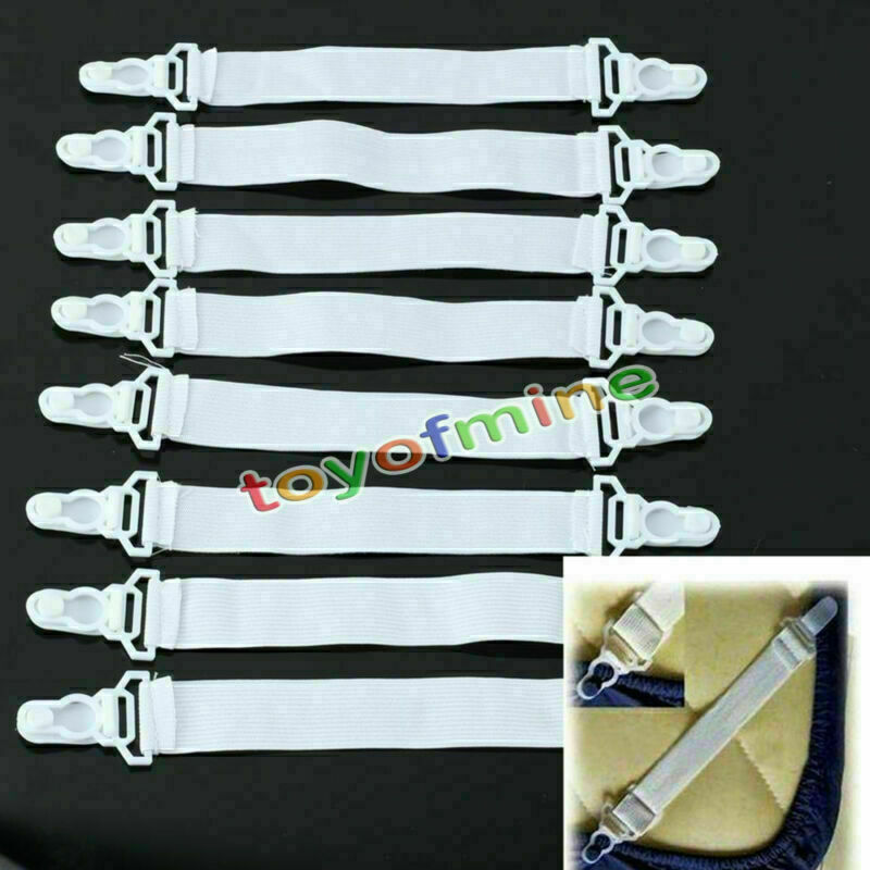 8Pcs Sheet Grippers Straps Fasteners Hold Grips Elastic Clips Gripper Bedspread