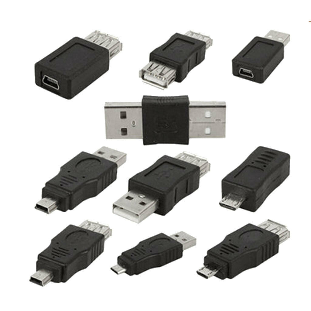 10 Pieces 5pin Mini Converter Portable USB Male to Female USB Converter