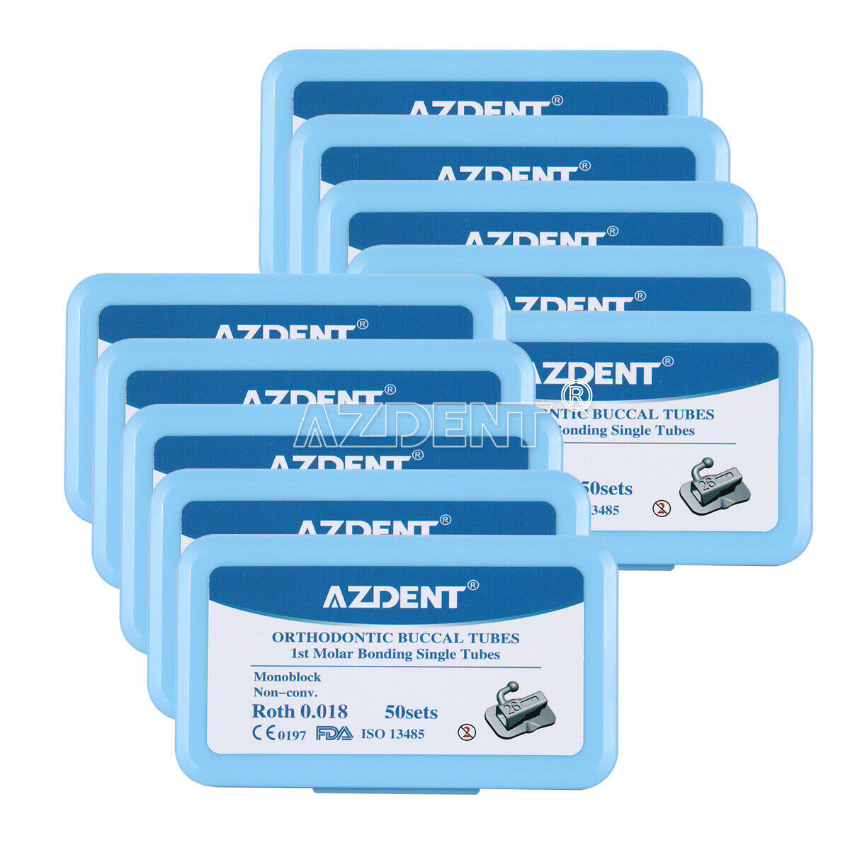 10 X Dental Ortho Buccal Tubes Bondable Tube 1st Molar Roth 0.018 Non-Conv AZ