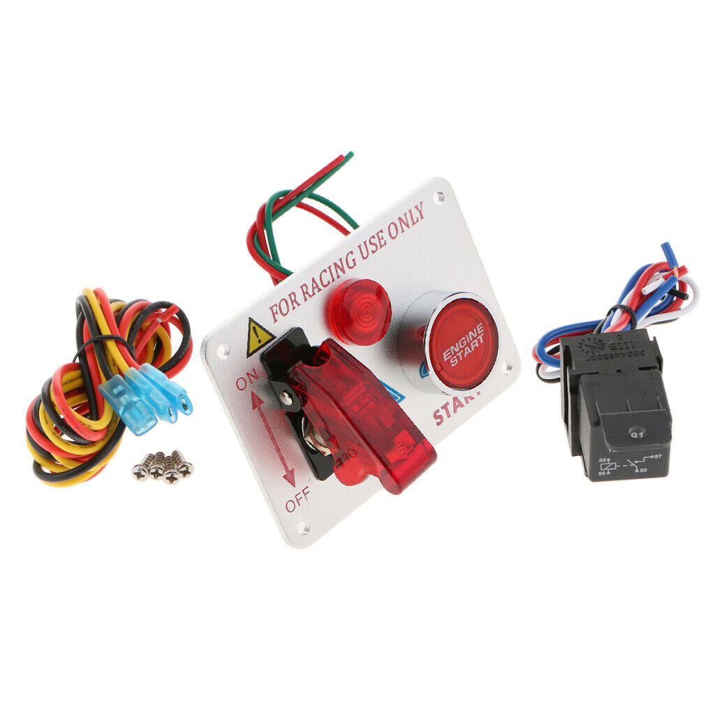 Race Car Ignition Switch Panel LED Toggle Engine Start Push Button Starter