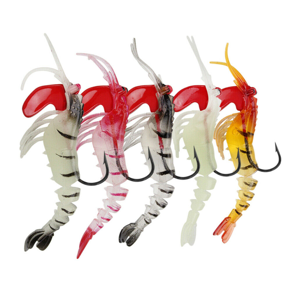 Segmented Shrimp Lure Sinking Baits Glow Fishing Soft Bait with Lead Head