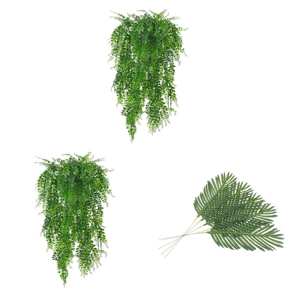 7Pcs Artificial Ivy Vine Plants Outdoor Indoor Hanging Decor + Palm Leaves