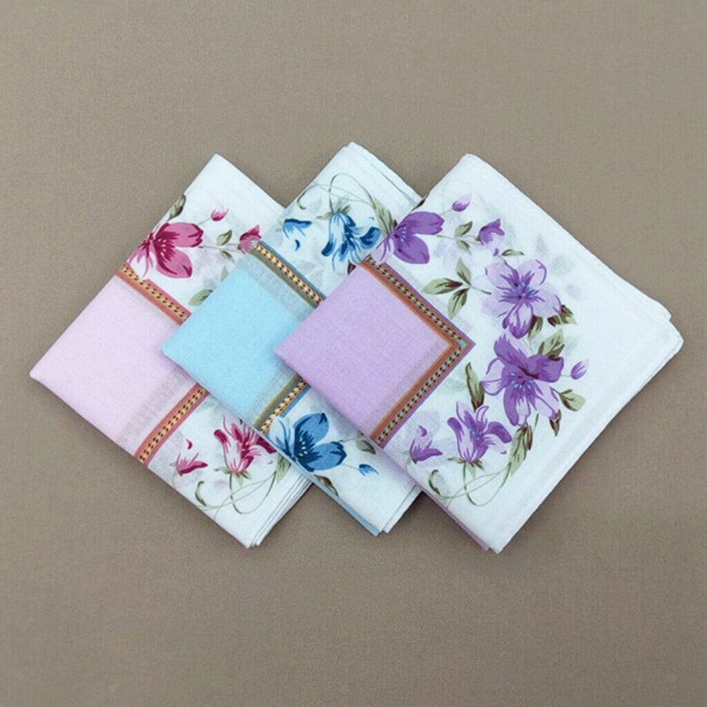 12pack Cotton Beautiful Handkerchiefs Ladies Pocket Hanky Hankie Kerchiefs