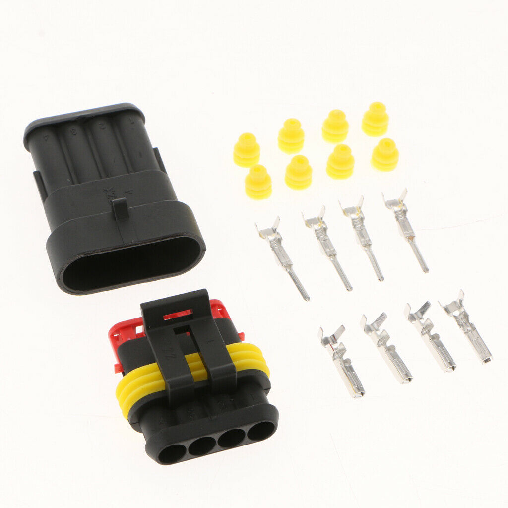 3 Set Car Waterproof Electrical Connector Plug Terminals Heat Shrink 4Pin Way