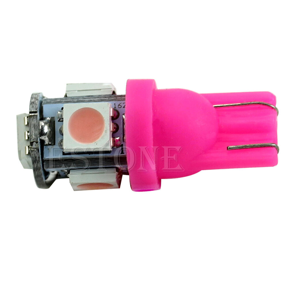 10X T10 5050 5-LED SMD 194 168 W5W Wedge Pink XENON Light Bulb Car Tail Lamp New