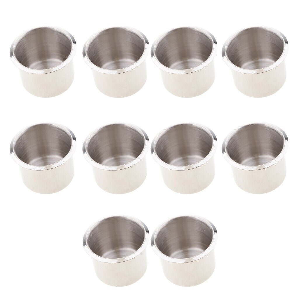 10Pcs Stainless Steel Universal Cup Drink Holder for Boat Marine 68x55mm