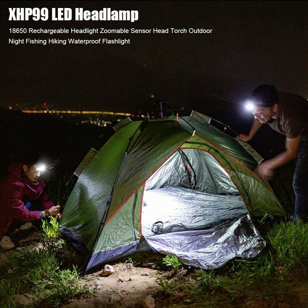 LED Headlamp Headlight Zoomable Sensor Head Torch Outdoor Night Fishing Hiking