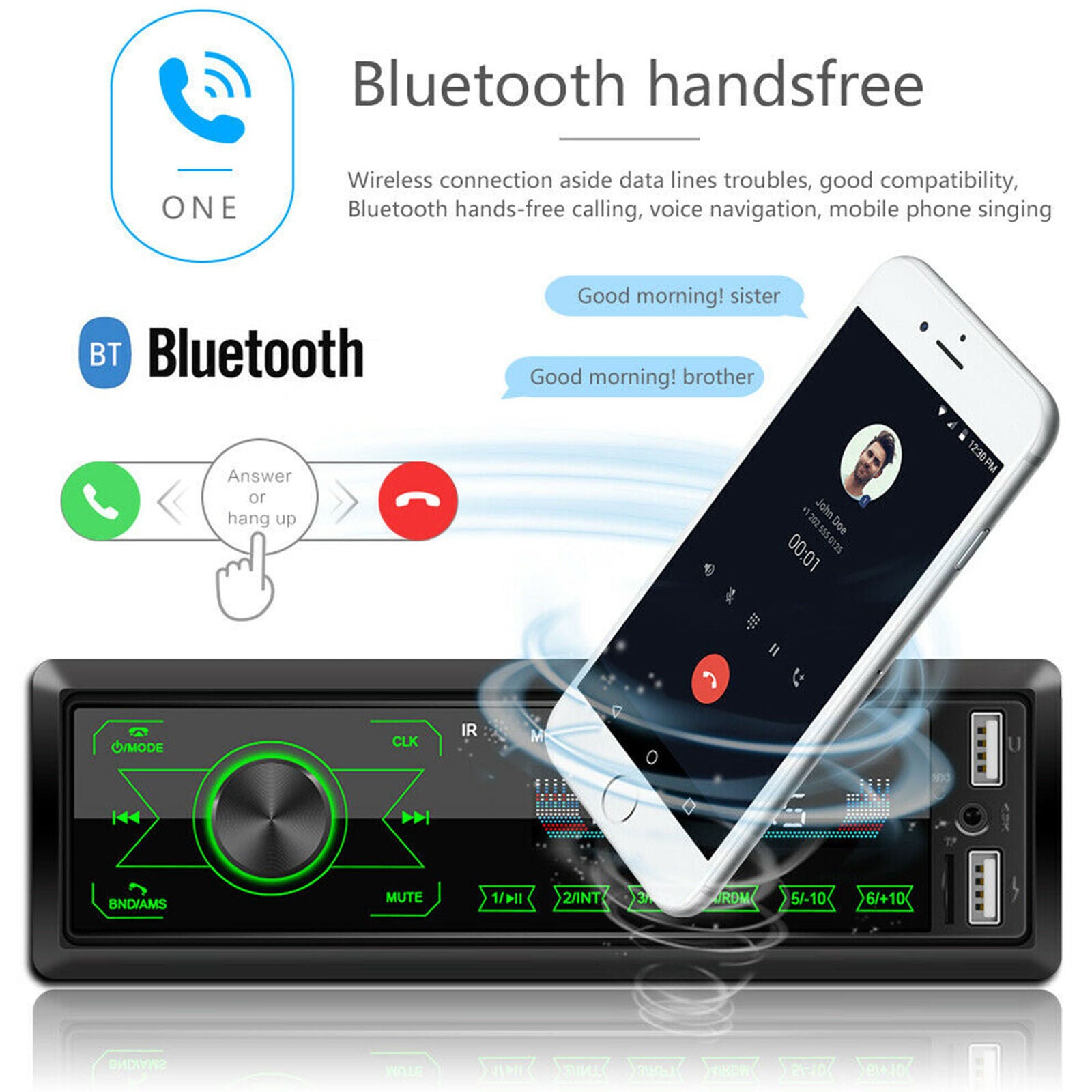 Single DIN HD Touch Screen Car Stereo In Dash MP3 Player FM USB Radio Bluetooth