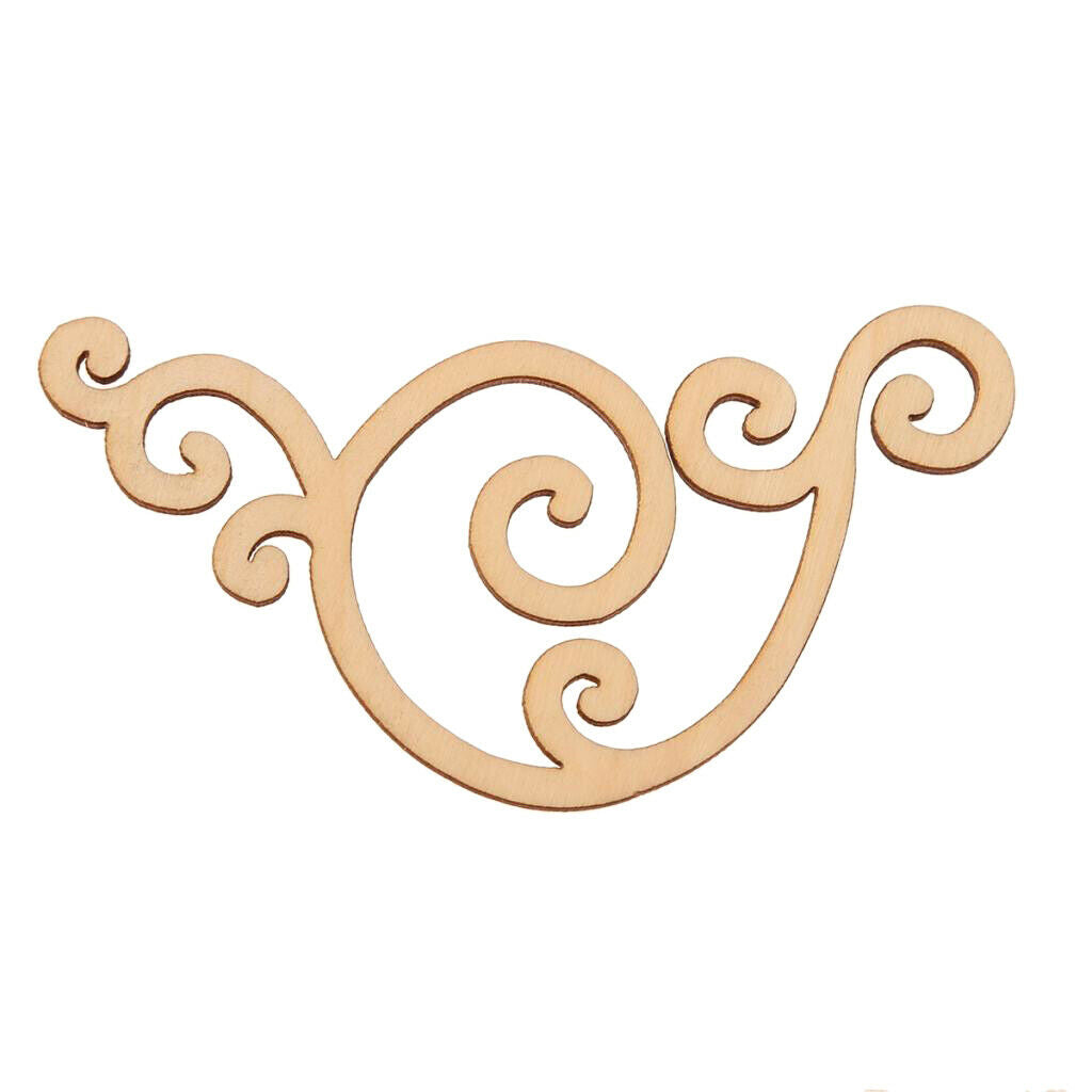 80x DIY Fancy Wood Flourishes Decor Crafts Scrapbooking Wooden Embellishment