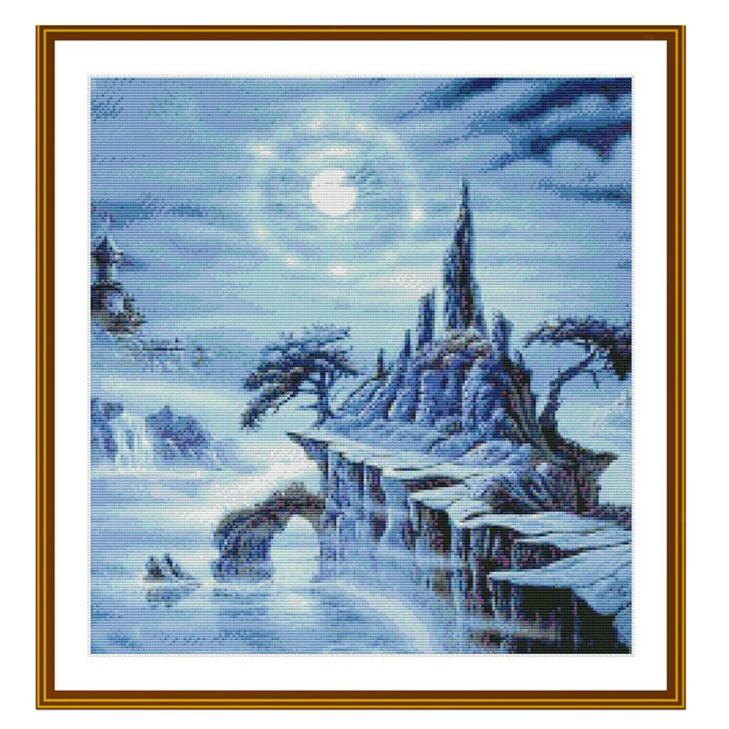 Moonlight Landscape Cross Stitch Stamped Kits Pre-Printed Cross-Stitching