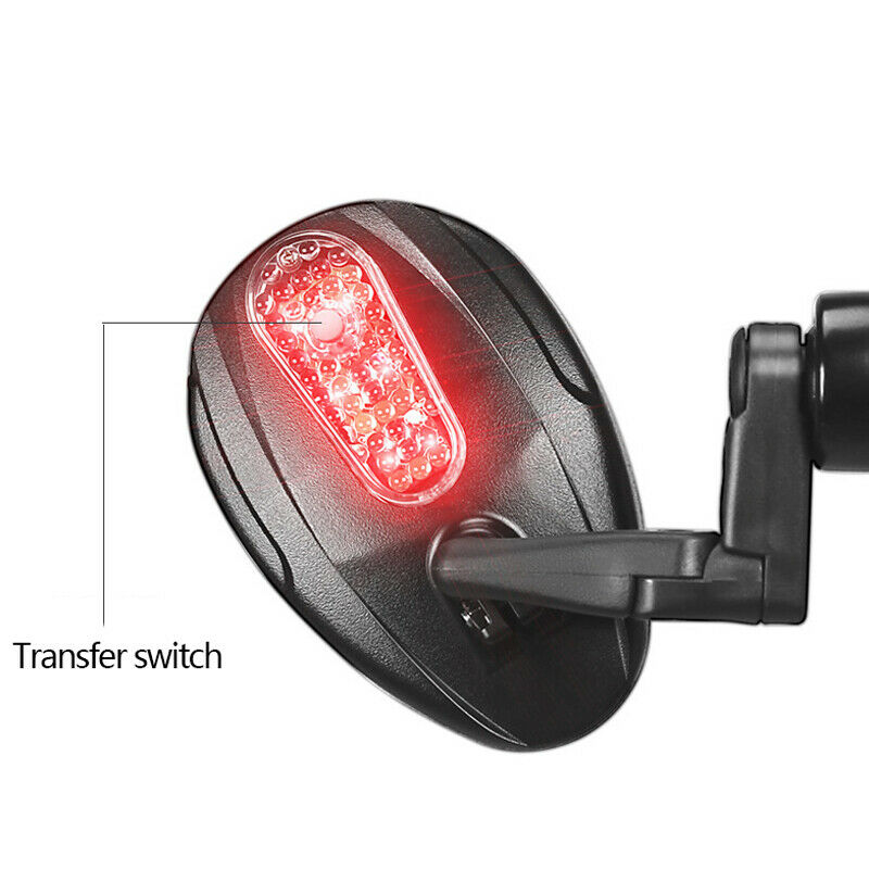 Bicycle Rearview Mirror 360Â° Wide-angle Convex Plane Handlebar Mirror with Light