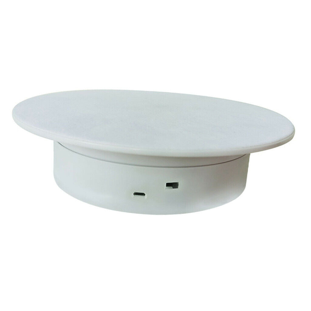 Electric Display Stand Adjustable Speed Turntable USB Charging White-Suede