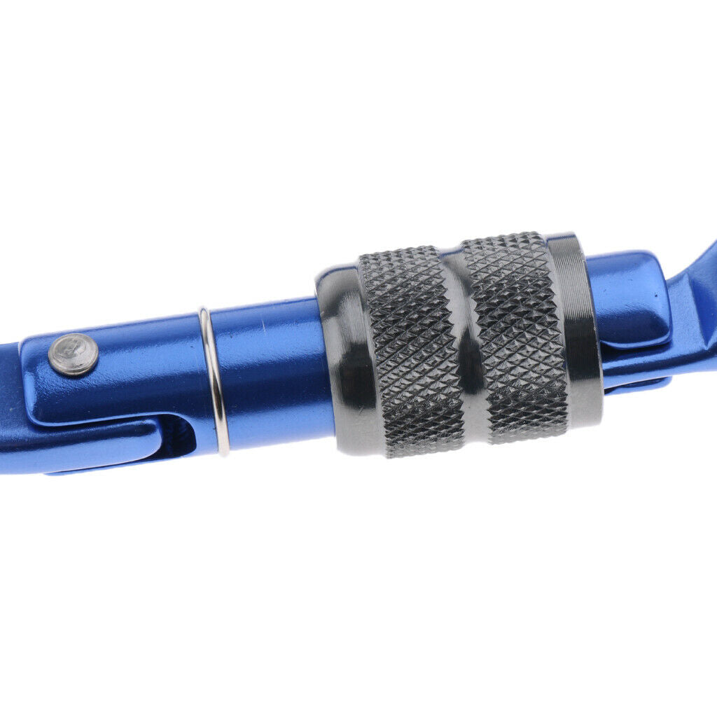 28KN Aluminum Climbing Mountaineering D Type Carabiner Blue Screw Lock