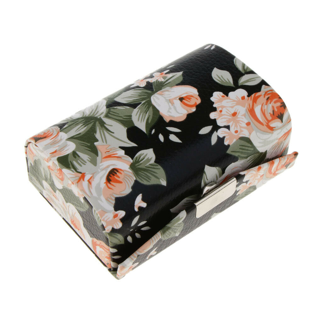 2pcs Leather Lipstick Lip Gloss Case Storage Box Makeup Holder with Mirror