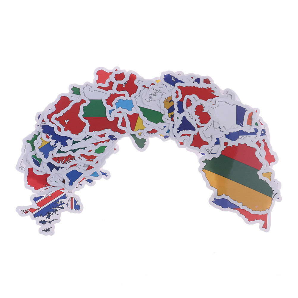 50Pcs National flags stickers DIY scrapbook suitcase laptop country map s.l8