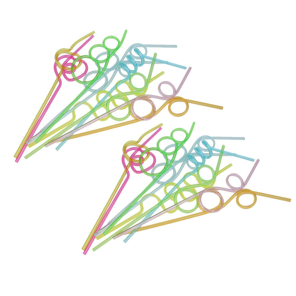 40 Pcs Loop Straws Colorful Drinking Straws Fun Twists Straws For Kids