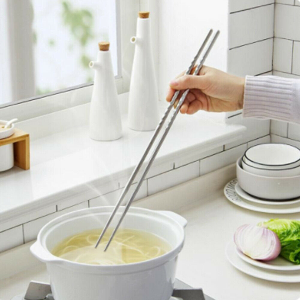 1 Pair Stainless Steel Chopsticks Household Tableware Kitchen Noodle Chopsticks