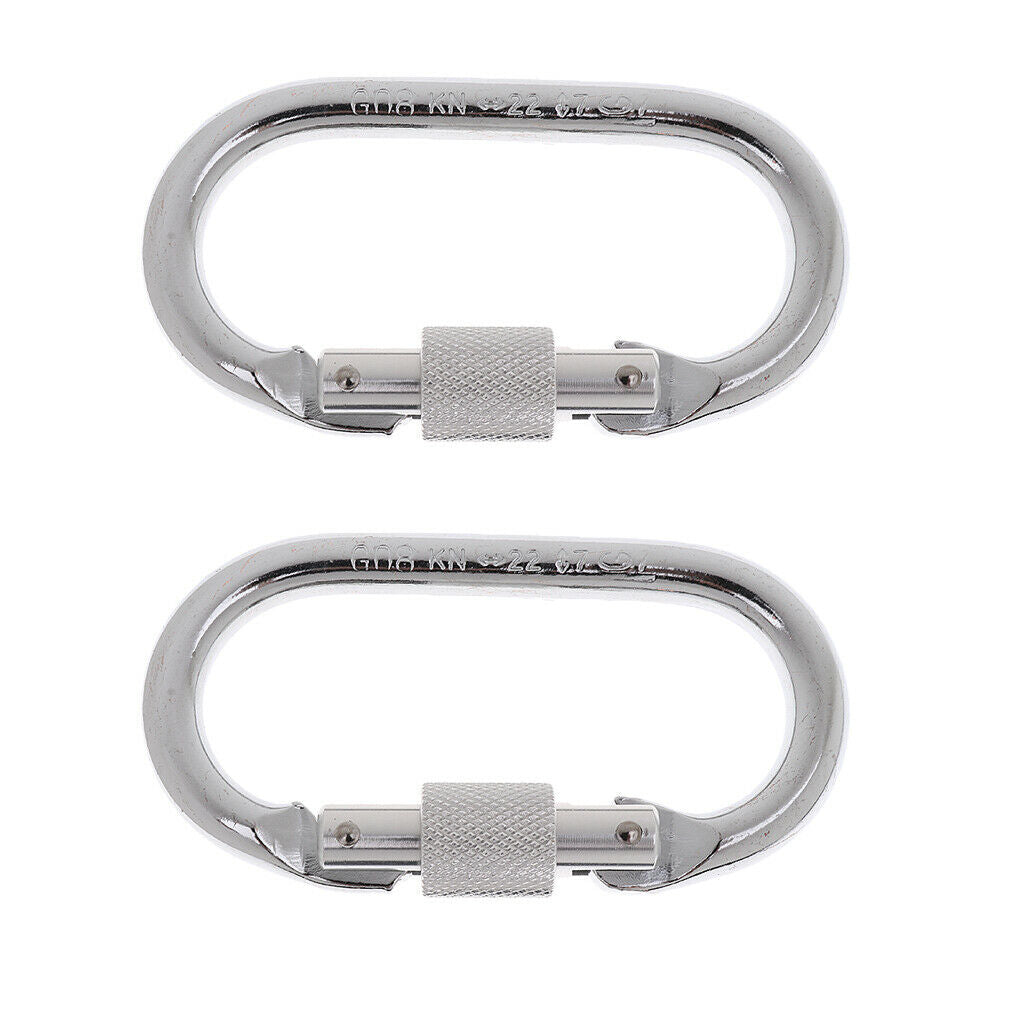 2pcs 23KN Screw Locking Carabiner For Rock Climbing Yoga Inversion Hammock