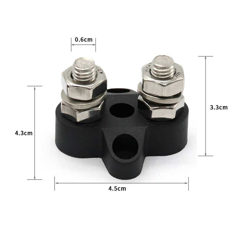 Stainless Steel Insulated Terminal Block Dual Stud M8 5/16 inch Red+Black