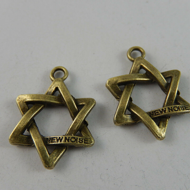 20 pcs Antiqued Bronze Alloy Hexagram Hollowed Charm Pendant Art Craft 23*19*3mm