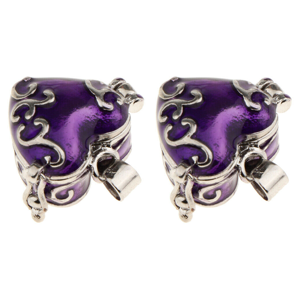2x Heart Enamel Openable Cremation Keepsake Urn Pendant Fit Necklace Purple