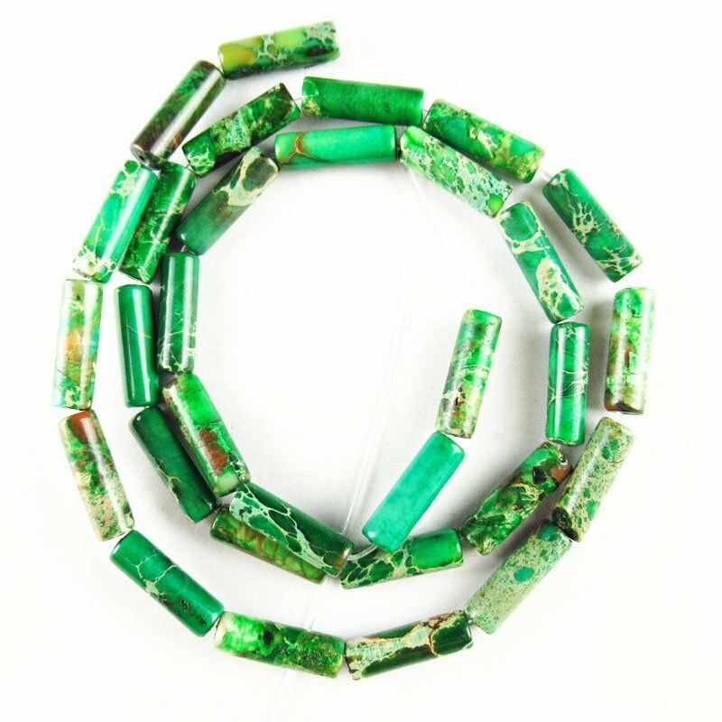 Green Man-made Sea Sediment Jasper Column Loose Bead 15.5 inch 13x4mm 559DHS