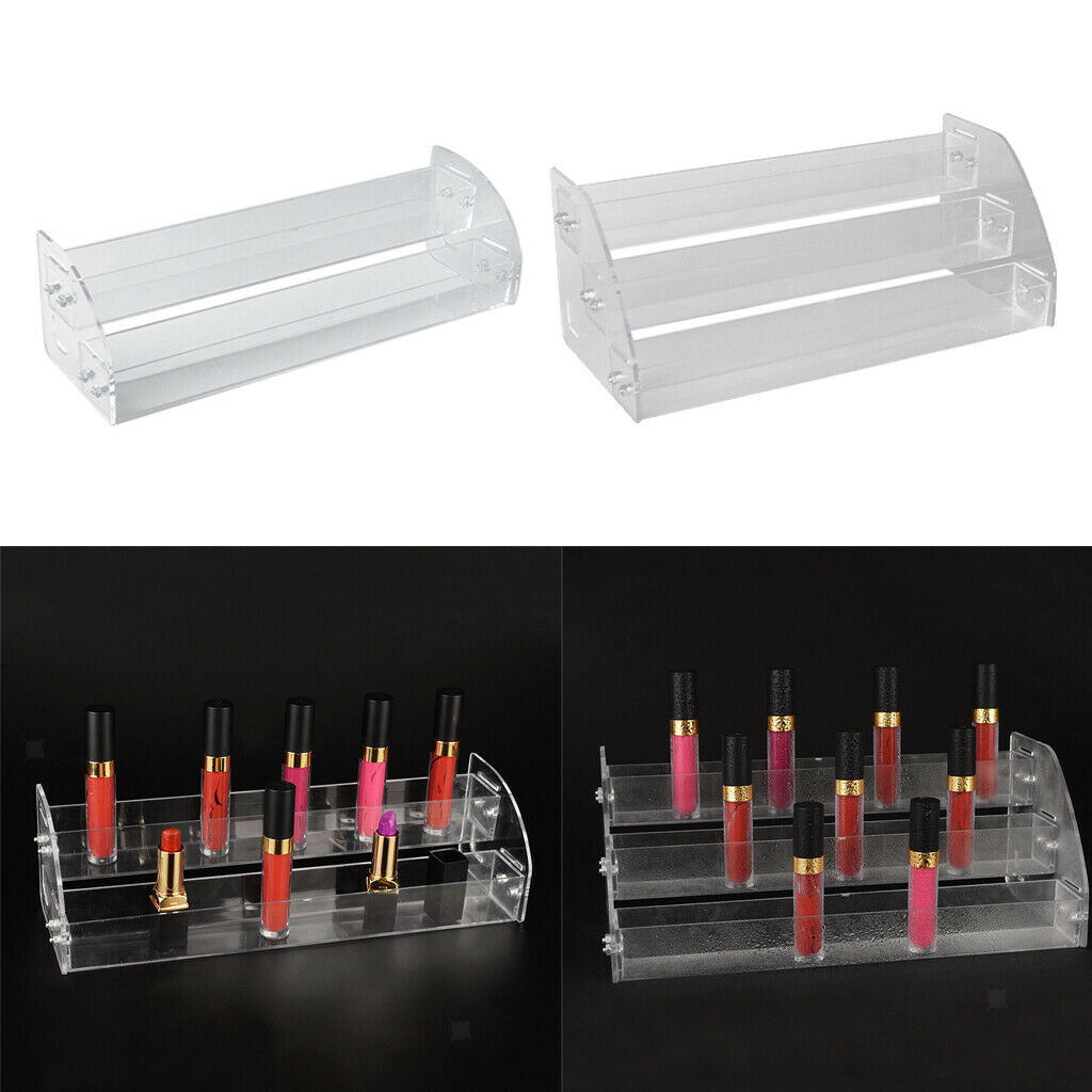 Acrylic Makeup Lipstick Display Stand Nail Polish Storage Rack 2 Layers
