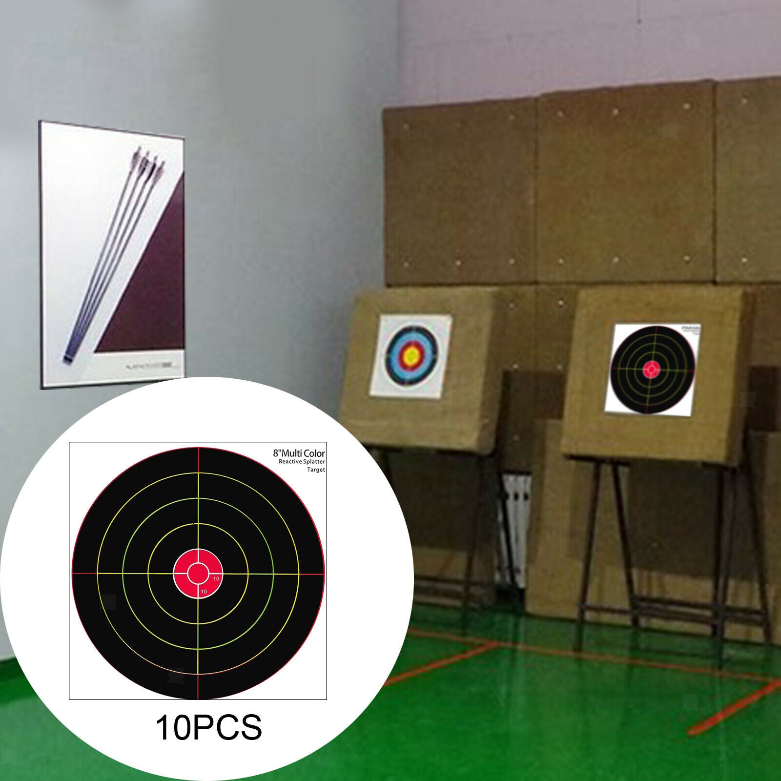10Pcs 8'' Shooting Target Adhesive Splatter Targets Paper Shooting Practice