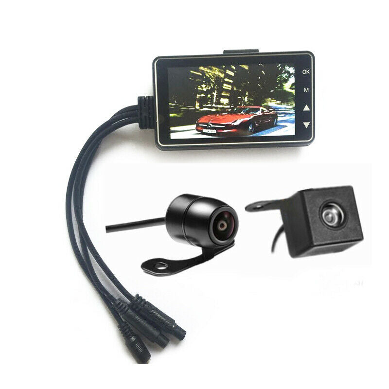 3'' LCD Dual Action Camera Motorcycle DVR Video Recorder Dash Driving Camcorder