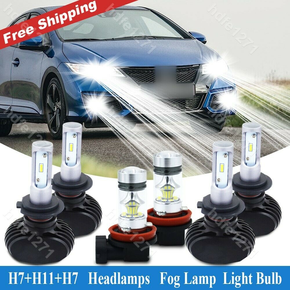 6X H7 H7 H11 Bright White LED Headlight Fog Light  Bulbs Fit VW For Tiguan 18-19