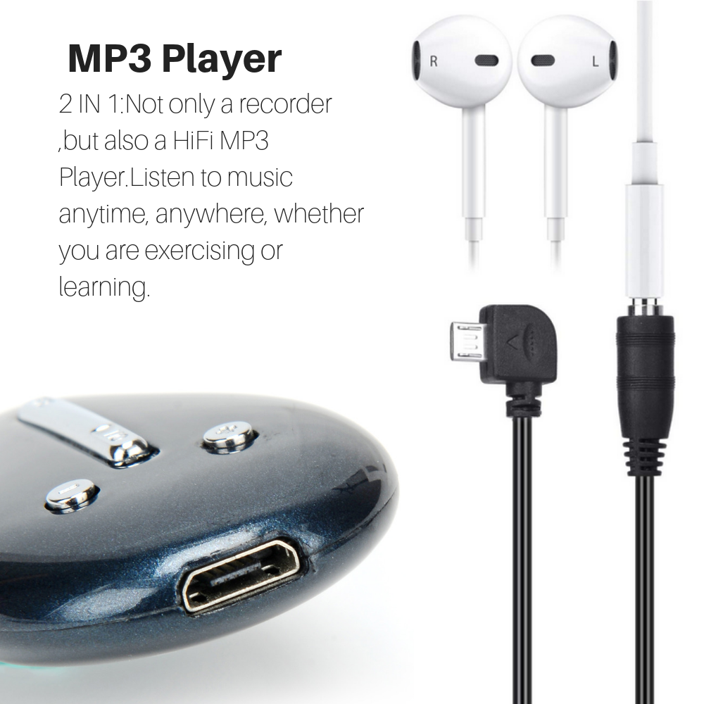 Digital Voice Activated Recorder Bug USB Mini Audio Pendant MP3 Player 8GB