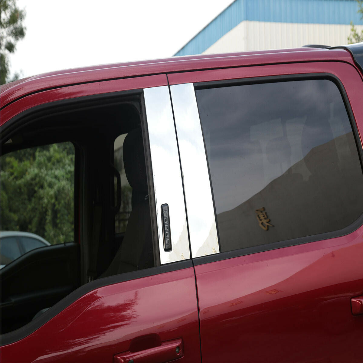For Ford F150 F-150 2021-2022 Chrome ABS Chrome Window Pillar Posts Trim 4PCS