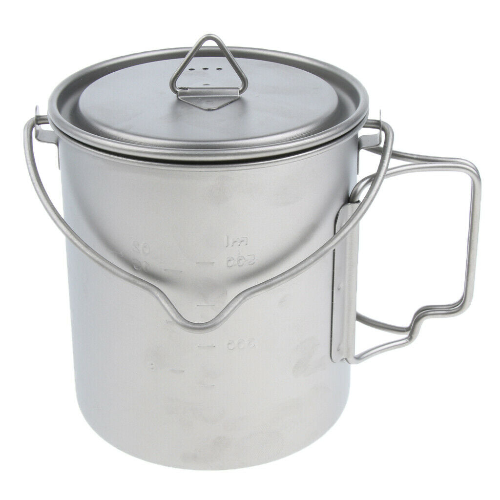 Healthy Titanium Cook Pot Outdoor Camping Hiking Backpacking Stockpot 750ml
