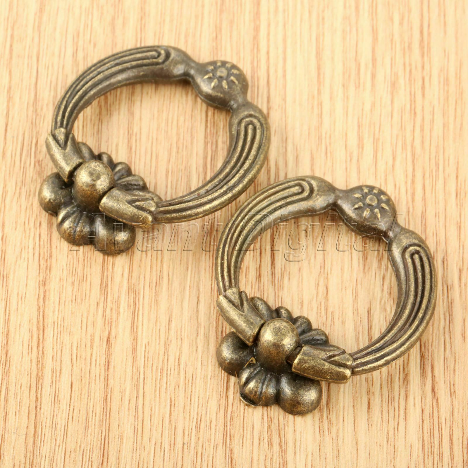 42*36mm Furniture Retro Cabinet Drawer Handles Knobs Jewelry Box Pulls Ring 2Pcs