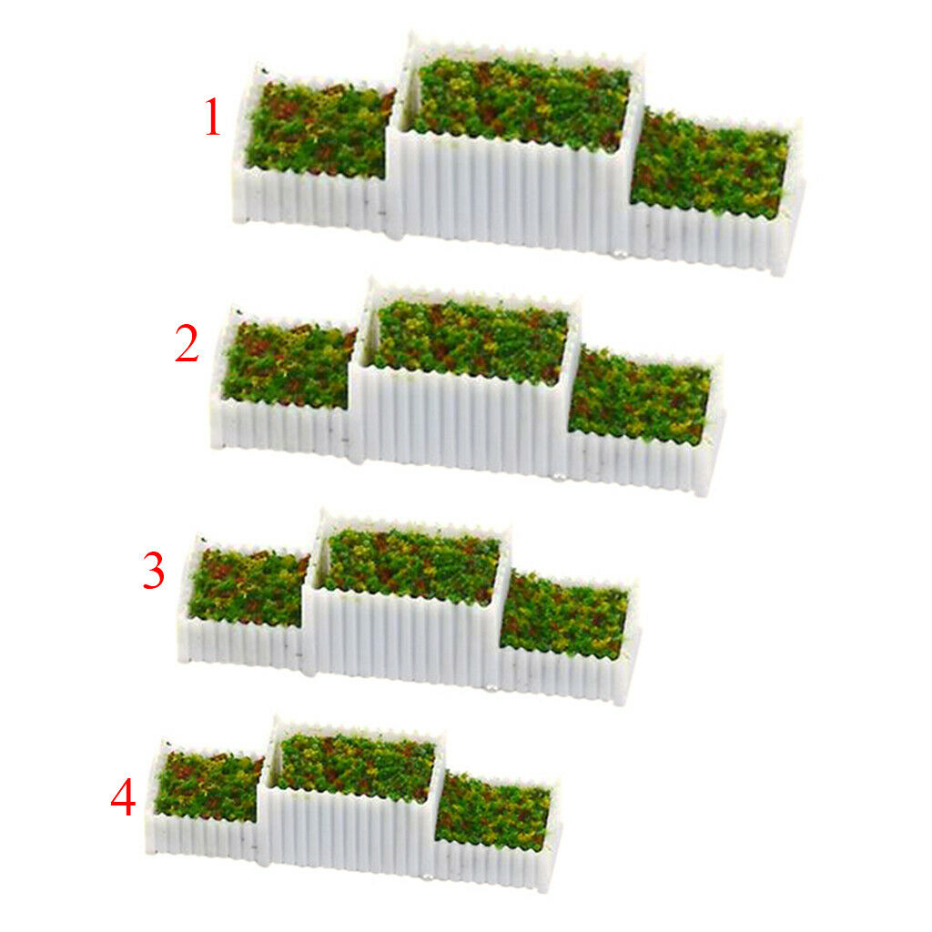 5x OO 1:75 E Shape Flower Beds Miniatures Set for Sandtable Train Decor Accs
