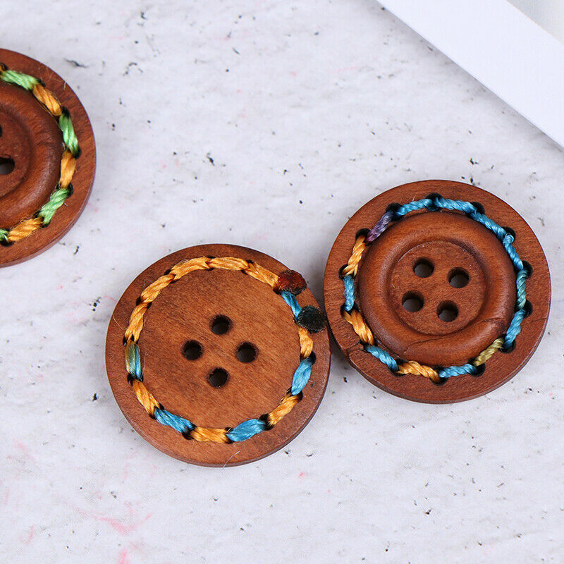 10pcs Wooden Buttons Natural Sewing Buttons Craft Clothes Decor clothing CraftDD