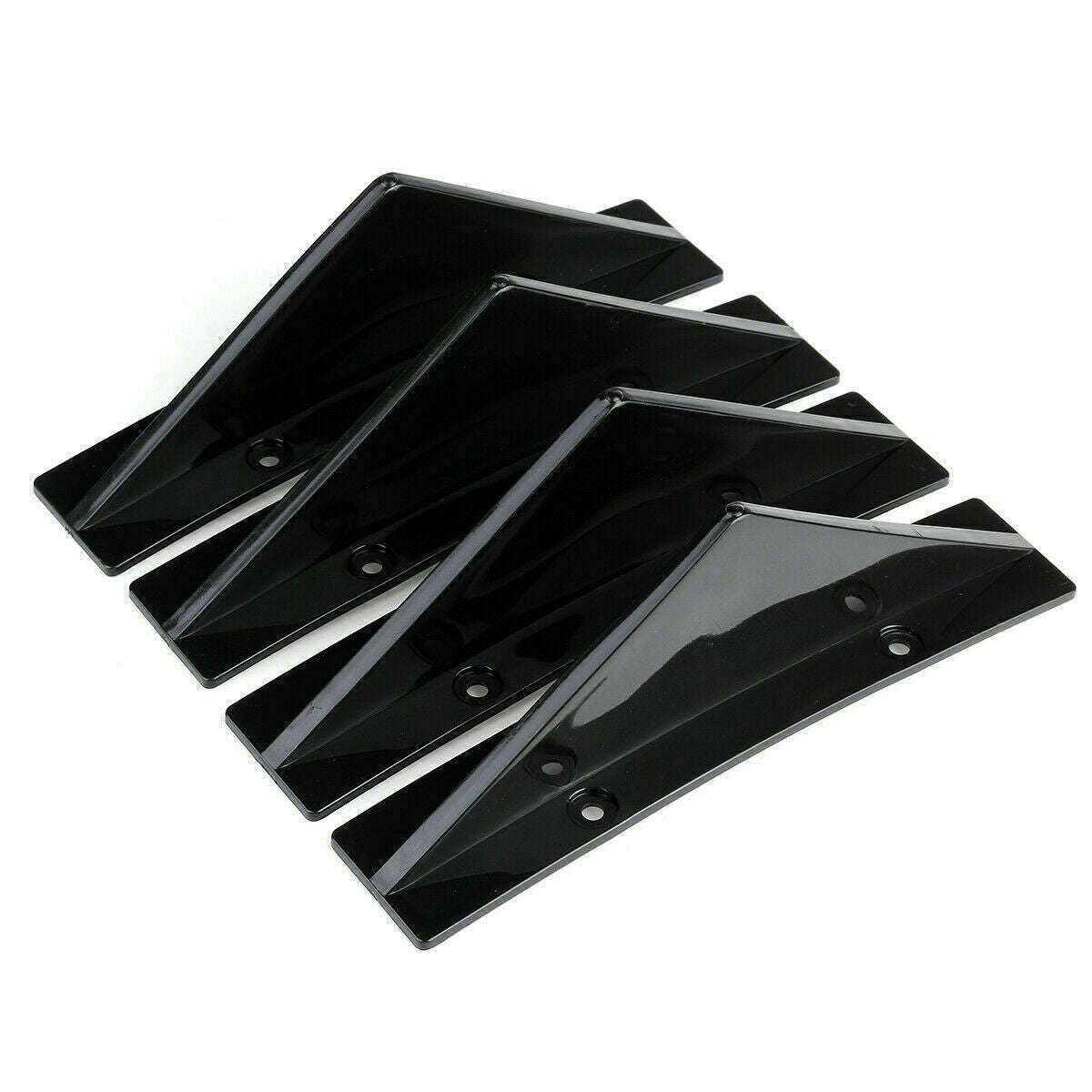 4PC Universal Rear Bumper Diffuser Spoiler Lip Splitter Shark Fin Trim Cap Cover