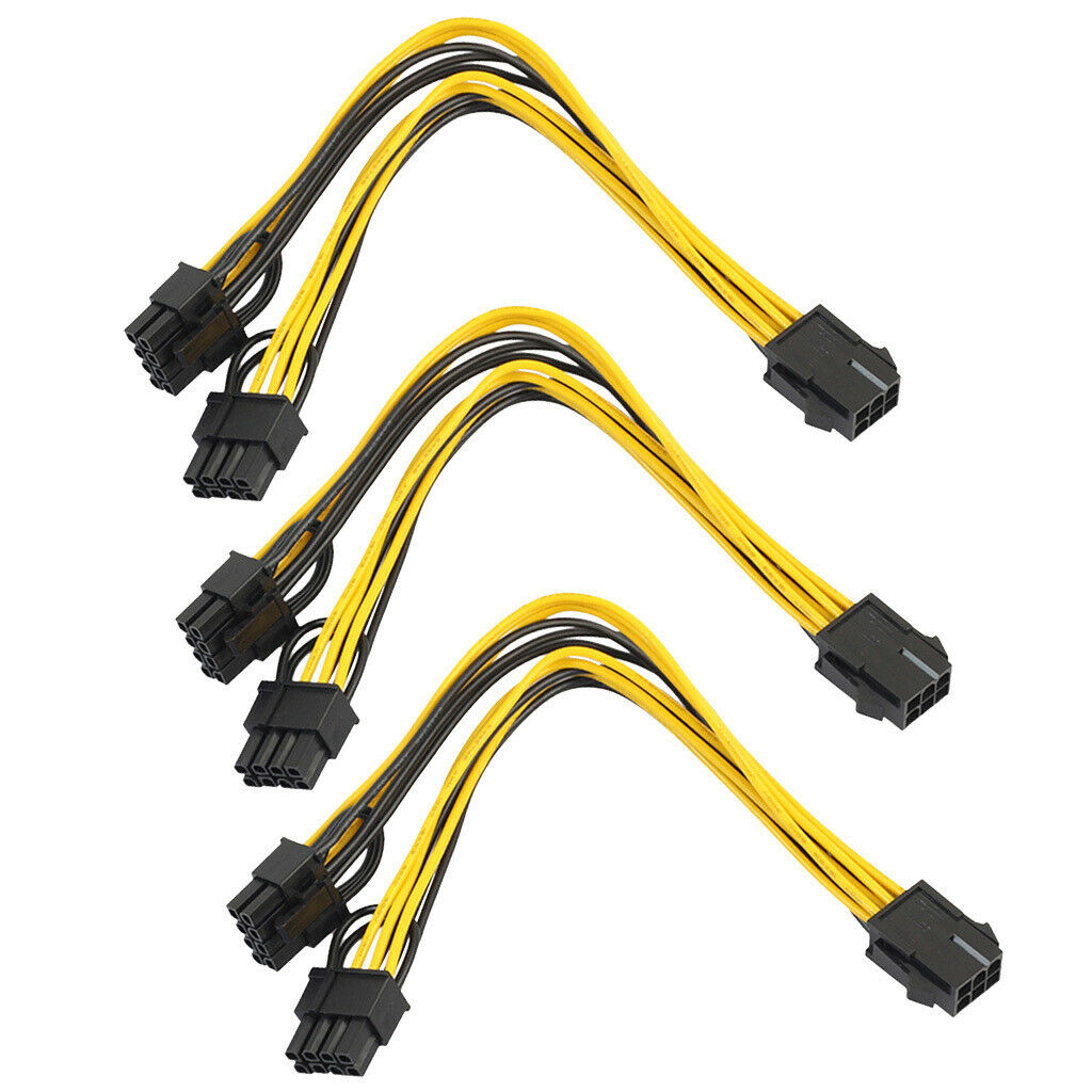 3Pcs   6Pin to Dual 8Pin Video Card Power Splitter Extender Cable