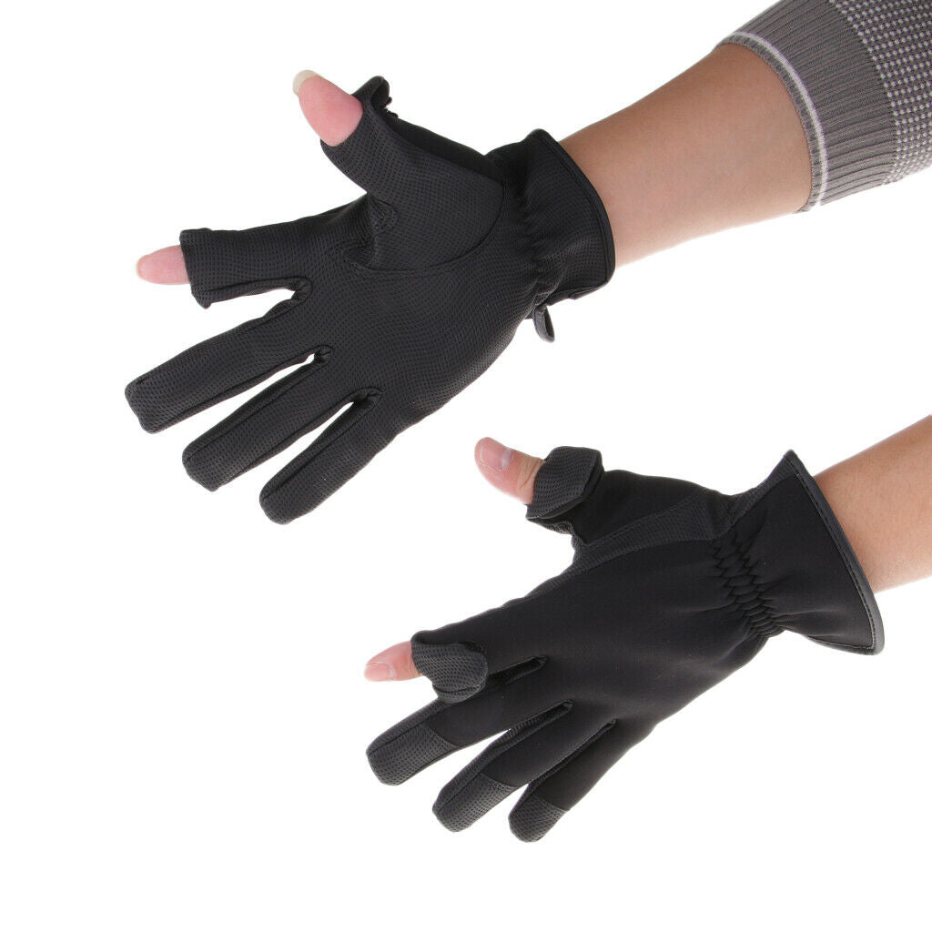 1 Pair Fishing Gloves Elastic Neoprene Anti-Slip Cycling 2-Finger Cut Gloves