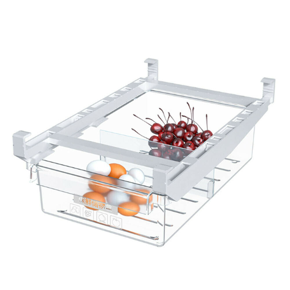 Fridge Organizer Storage Rack Freezer Shelf Pull-out Clear Storage Box Container