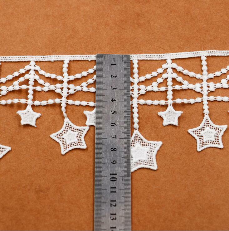 2 Yards Milk silk embroidery Star tassel Lace Decor Curtain skirt accesories